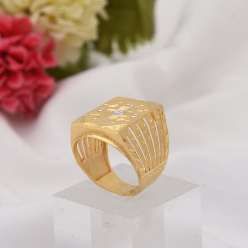 1 Gram Gold Plated Superior Quality Sparkling Design Ring for Men - Style B429 - AmazingBaba