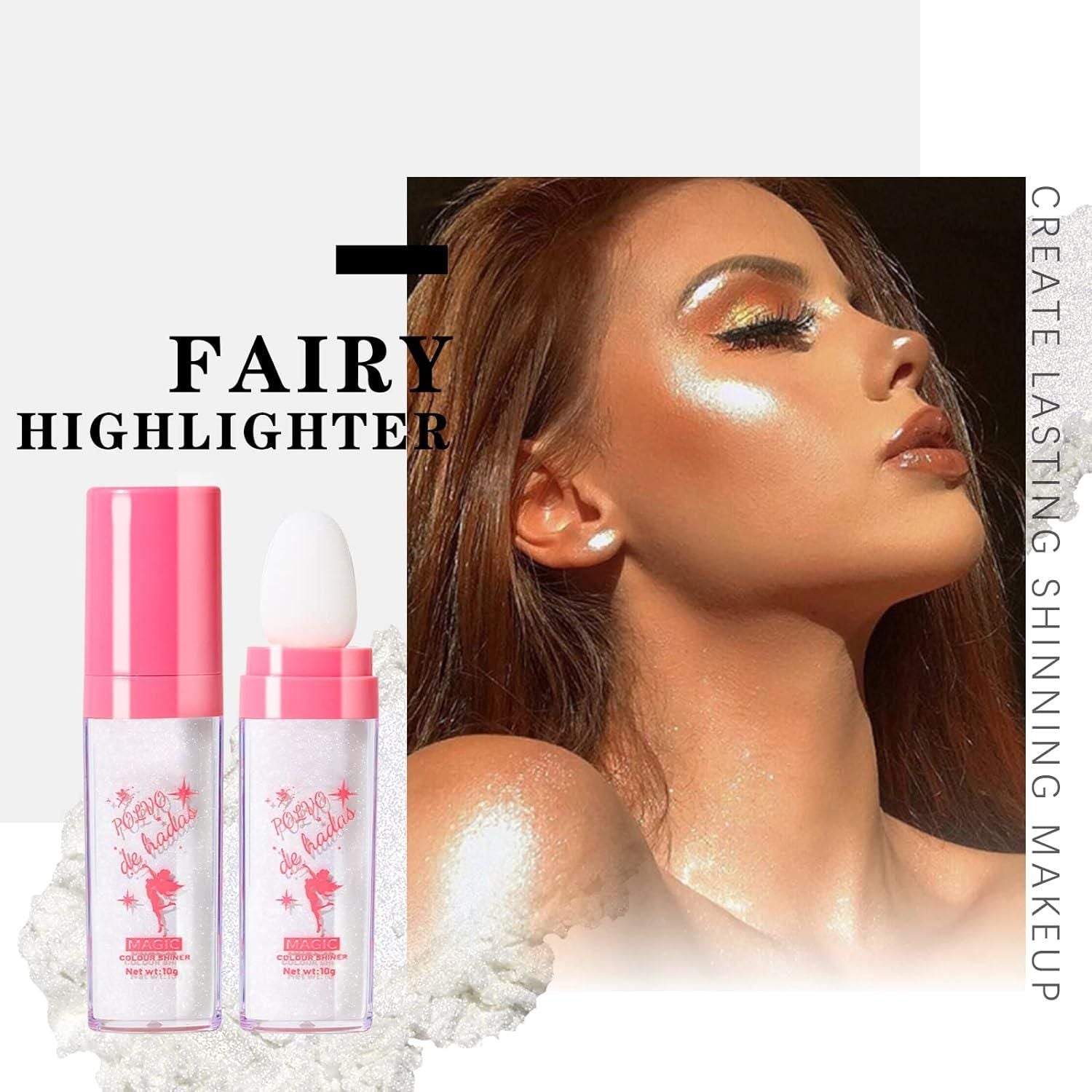 3 Colors Highlighter Stick, Body Glitter Highlighter Powder High Gloss Fairy Makeup - AmazingBaba