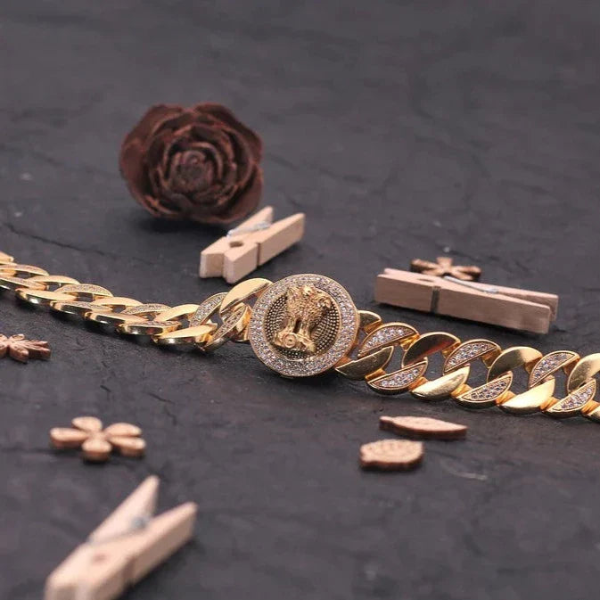 Gold Plated Indian Mudra with Diamond Bracelet - Style A395 - AmazingBaba