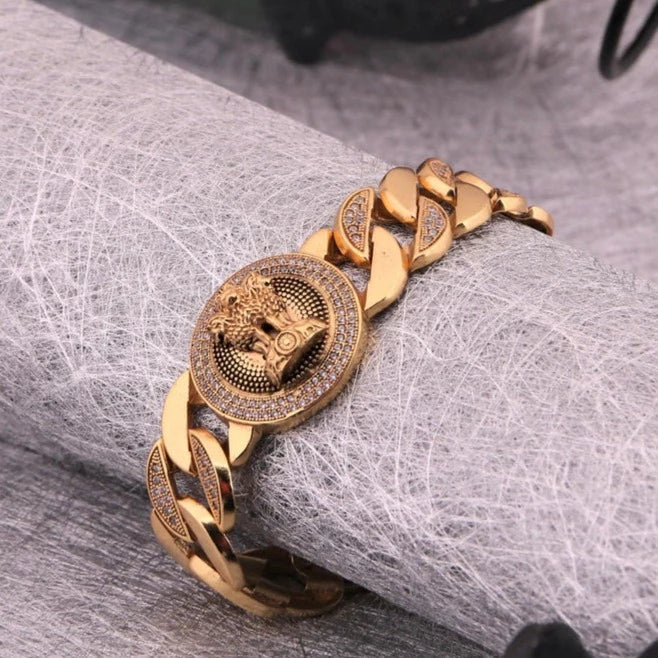 Gold Plated Indian Mudra with Diamond Bracelet - Style A395 - AmazingBaba