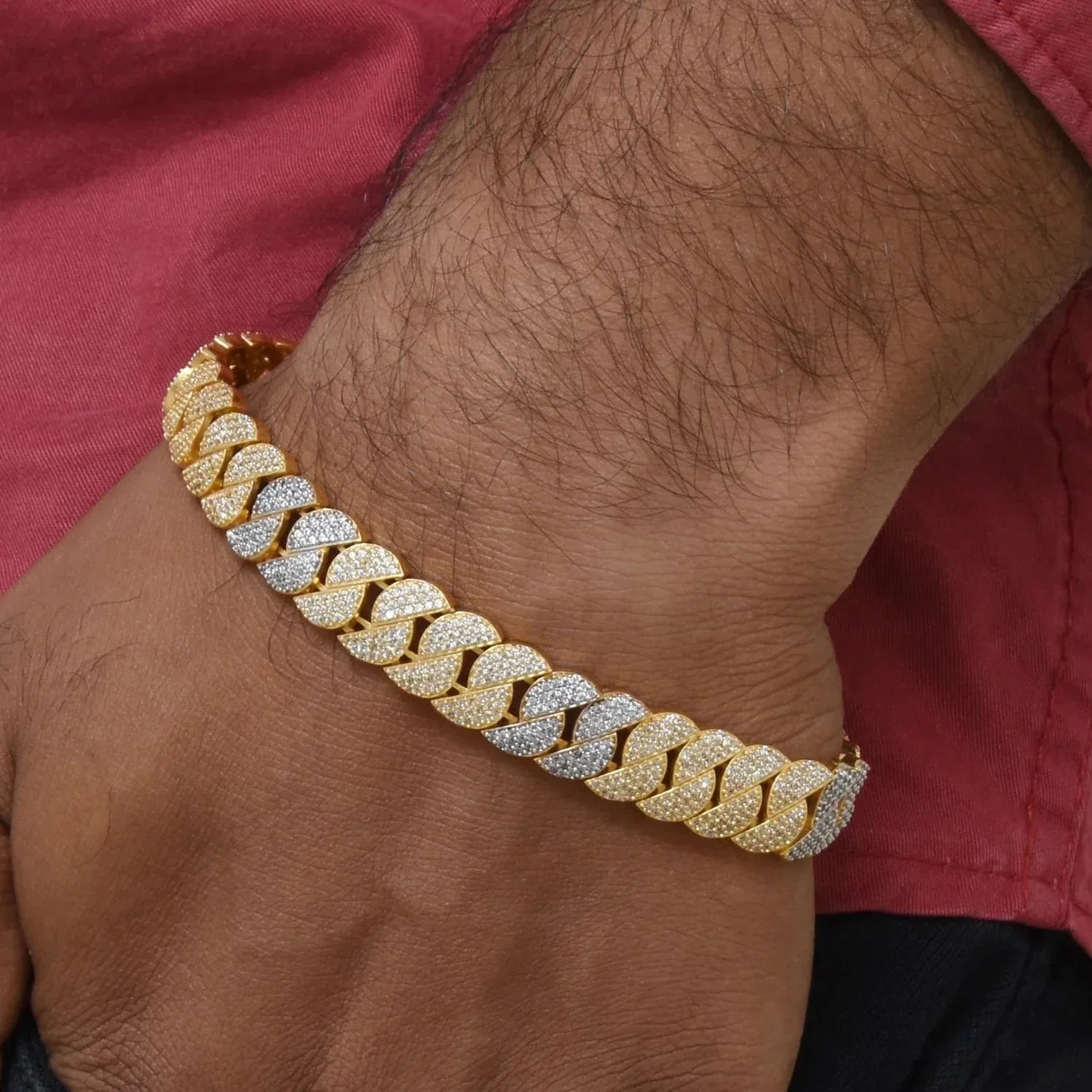 1 Gram Gold Plated with Diamond Artisanal Bracelet - Style C521 - AmazingBaba