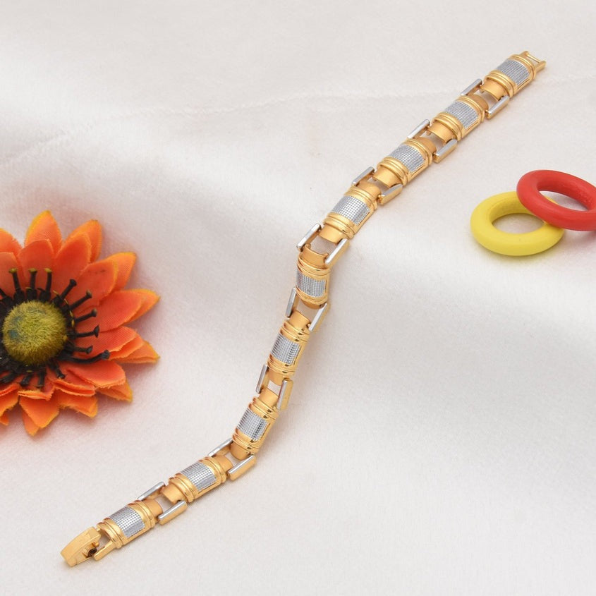 Attention-Getting Design Golden & Silver Color Bracelet for Men - Style A369 - AmazingBaba