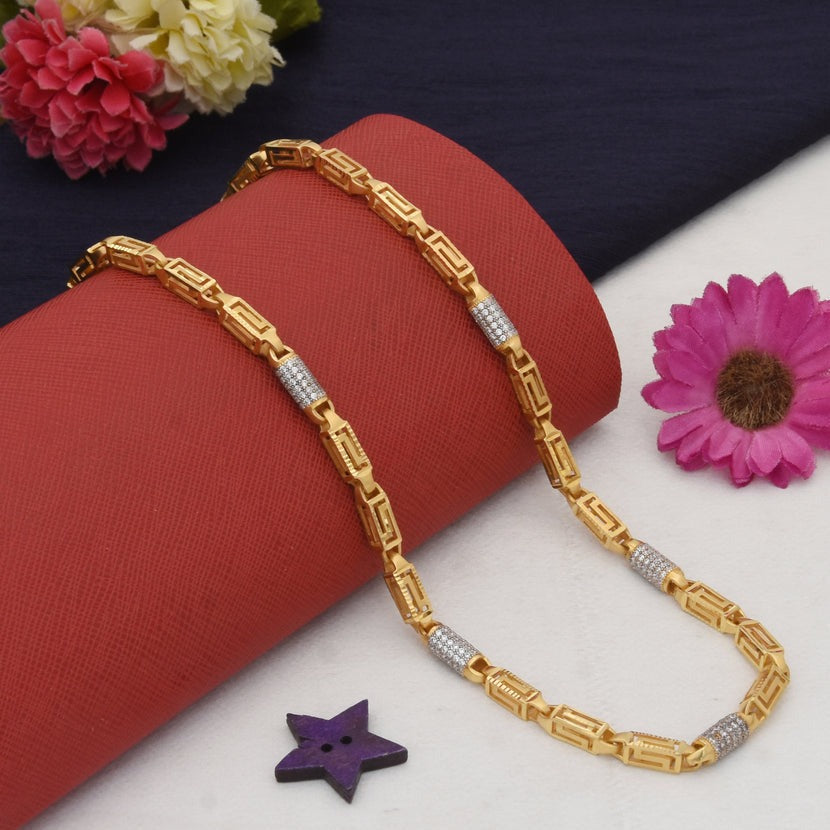 1 Gram Gold Forming Unique Design Premium-Grade Quality Chain for Men - Style B956 - AmazingBaba