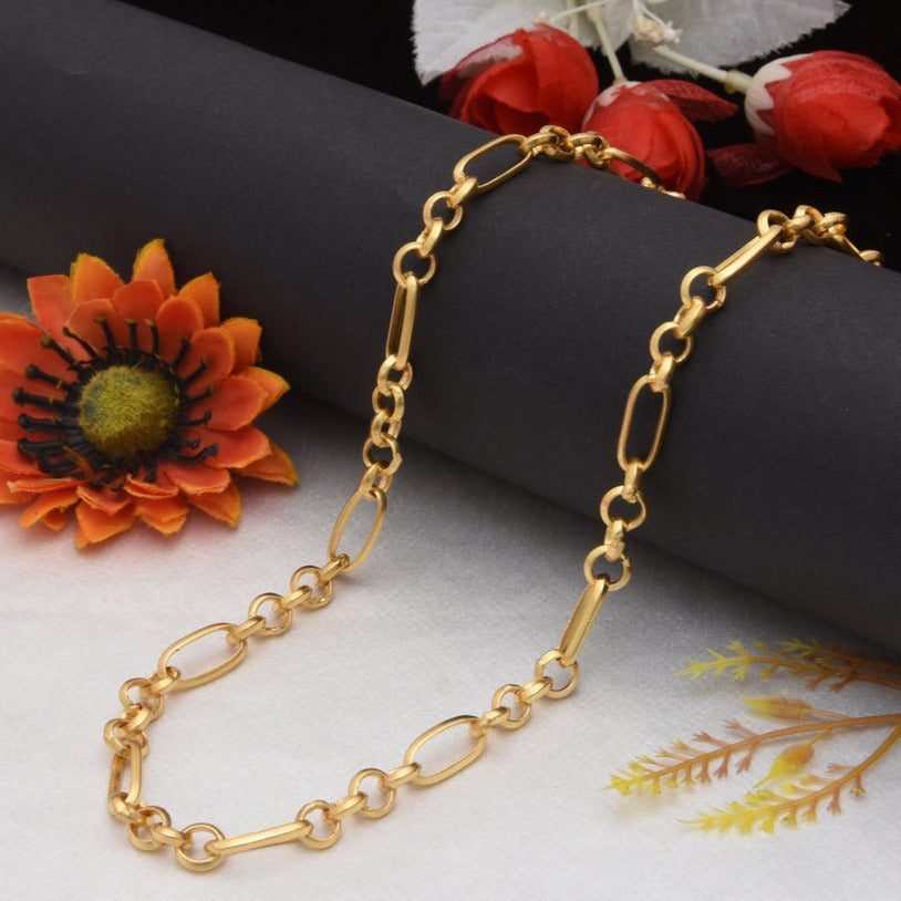 1 Gram Gold Forming Round Link Sophisticated Design Chain for Men - Style B998 - AmazingBaba