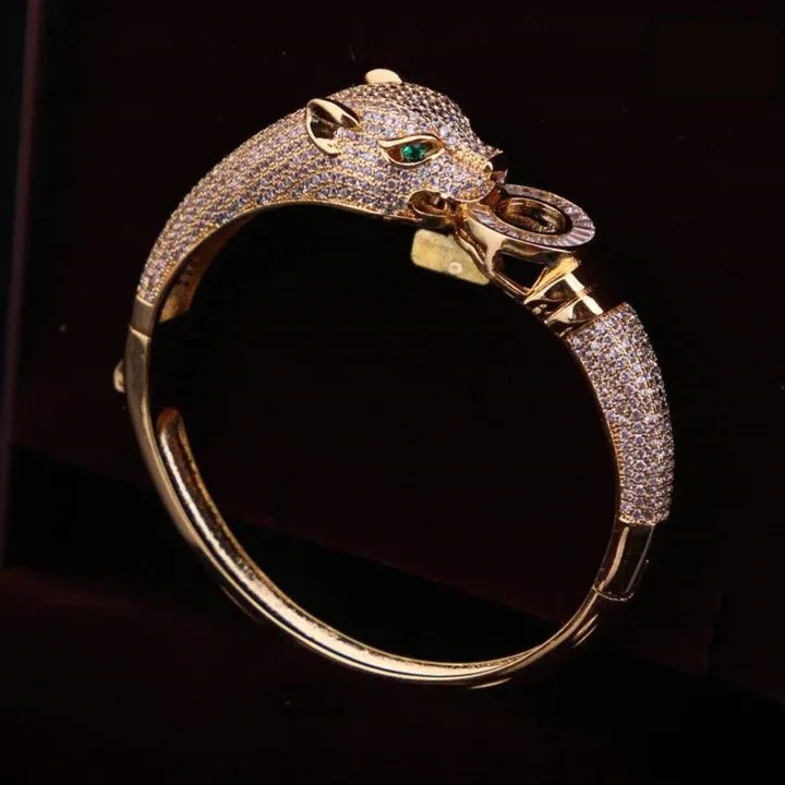 Jaguar Diamond Bracelet Kada Unique Design Gold Plated for Men - Style A023 - AmazingBaba