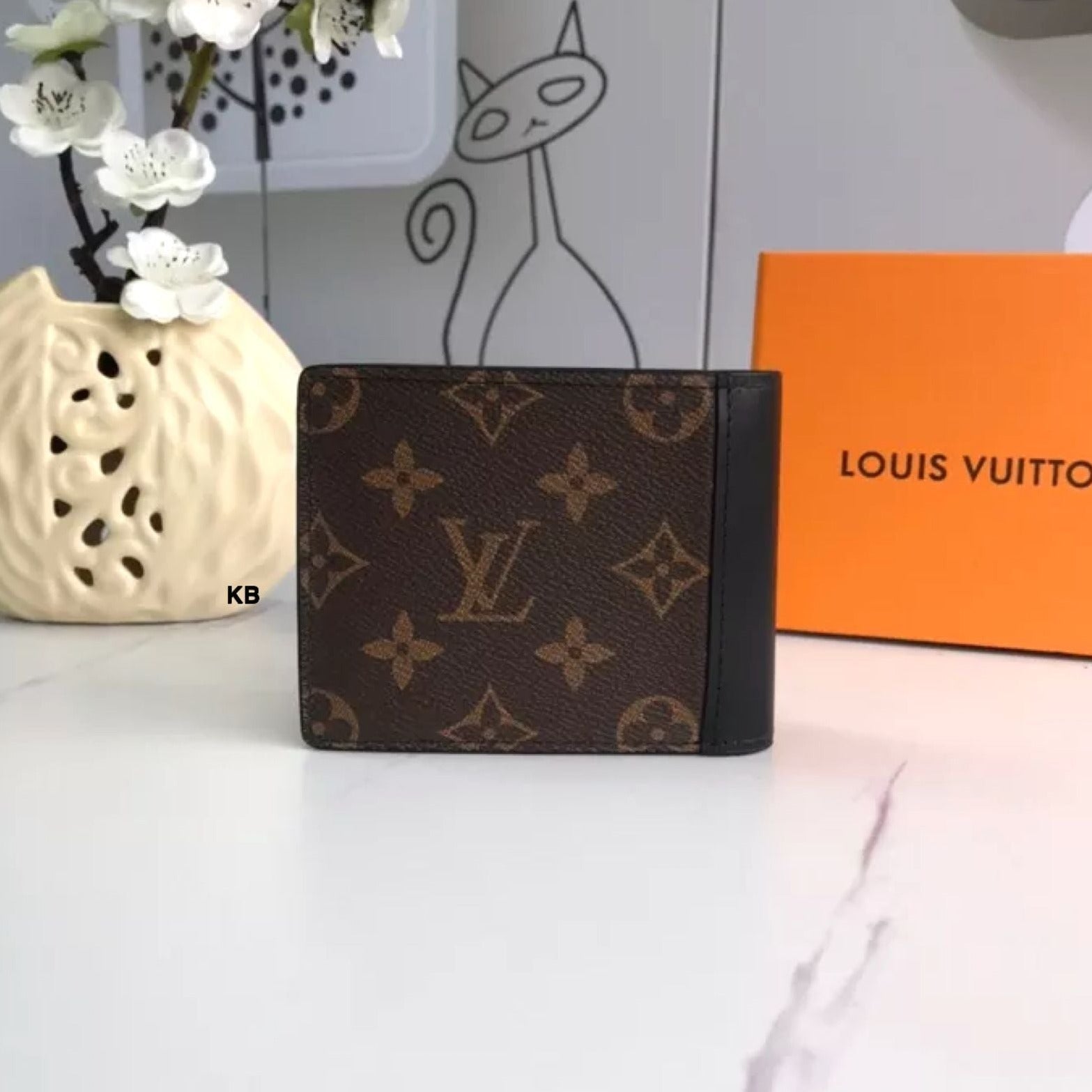 BROWN MONOGRAM BLACK STRIPE WALLET - AmazingBaba