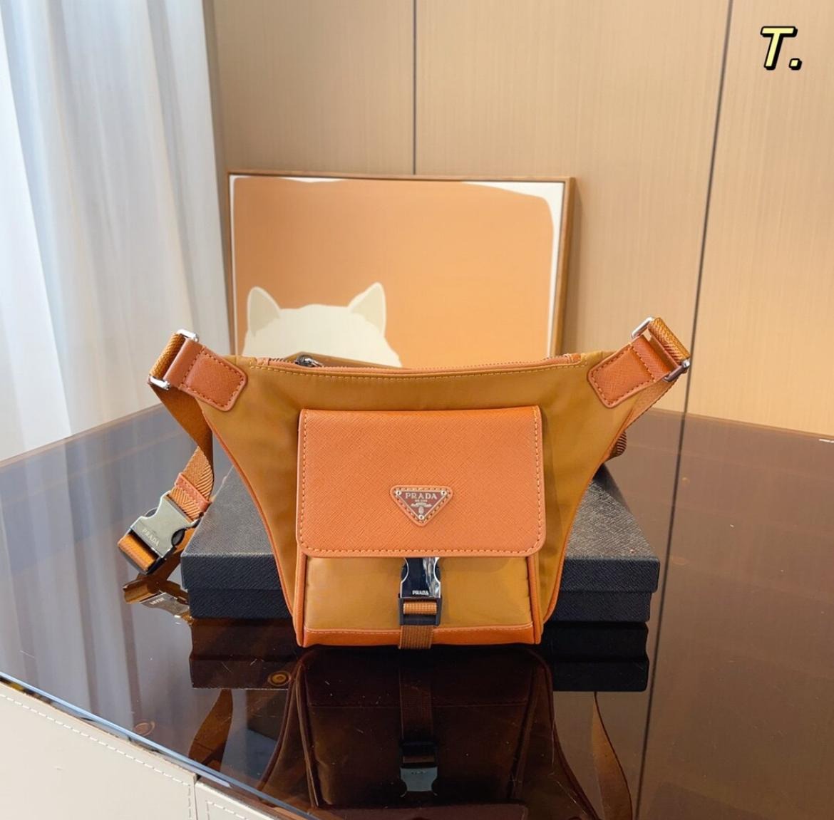 Re-Nylon and Saffiano leather Unisex shoulder bag