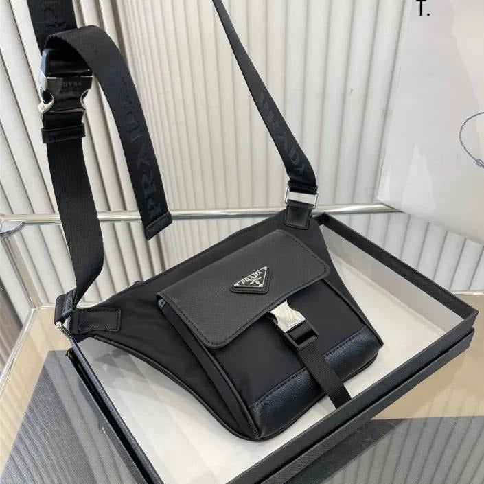 Re-Nylon and Saffiano leather Unisex shoulder bag