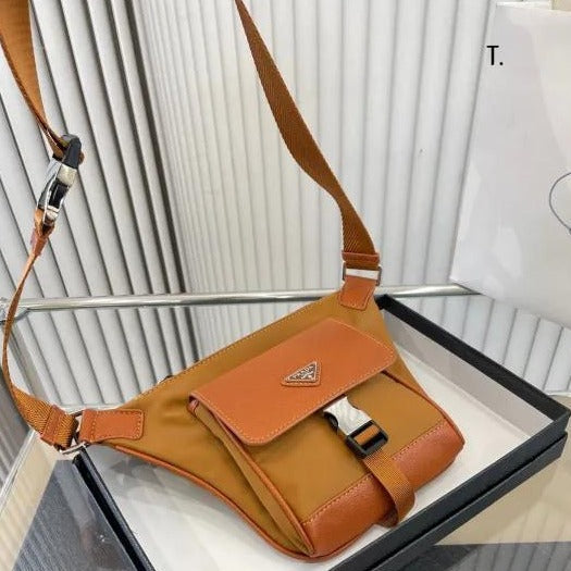 Re-Nylon and Saffiano leather Unisex shoulder bag