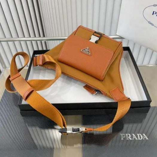 Re-Nylon and Saffiano leather Unisex shoulder bag