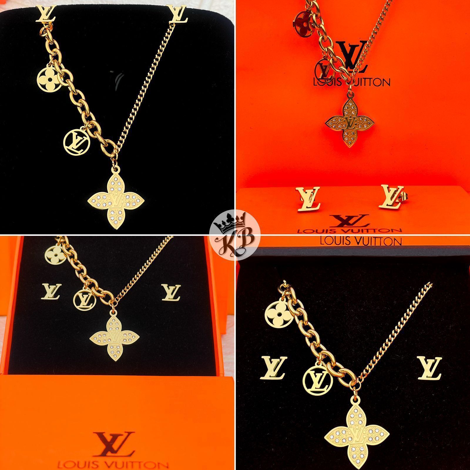 LV PENDENT SET WITH LV INITIAL EARRING
