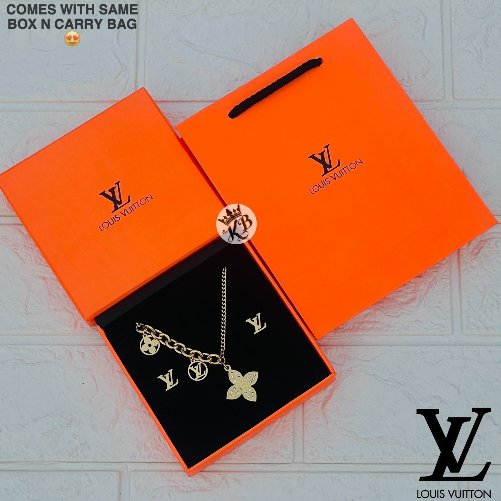 LV PENDENT SET WITH LV INITIAL EARRING