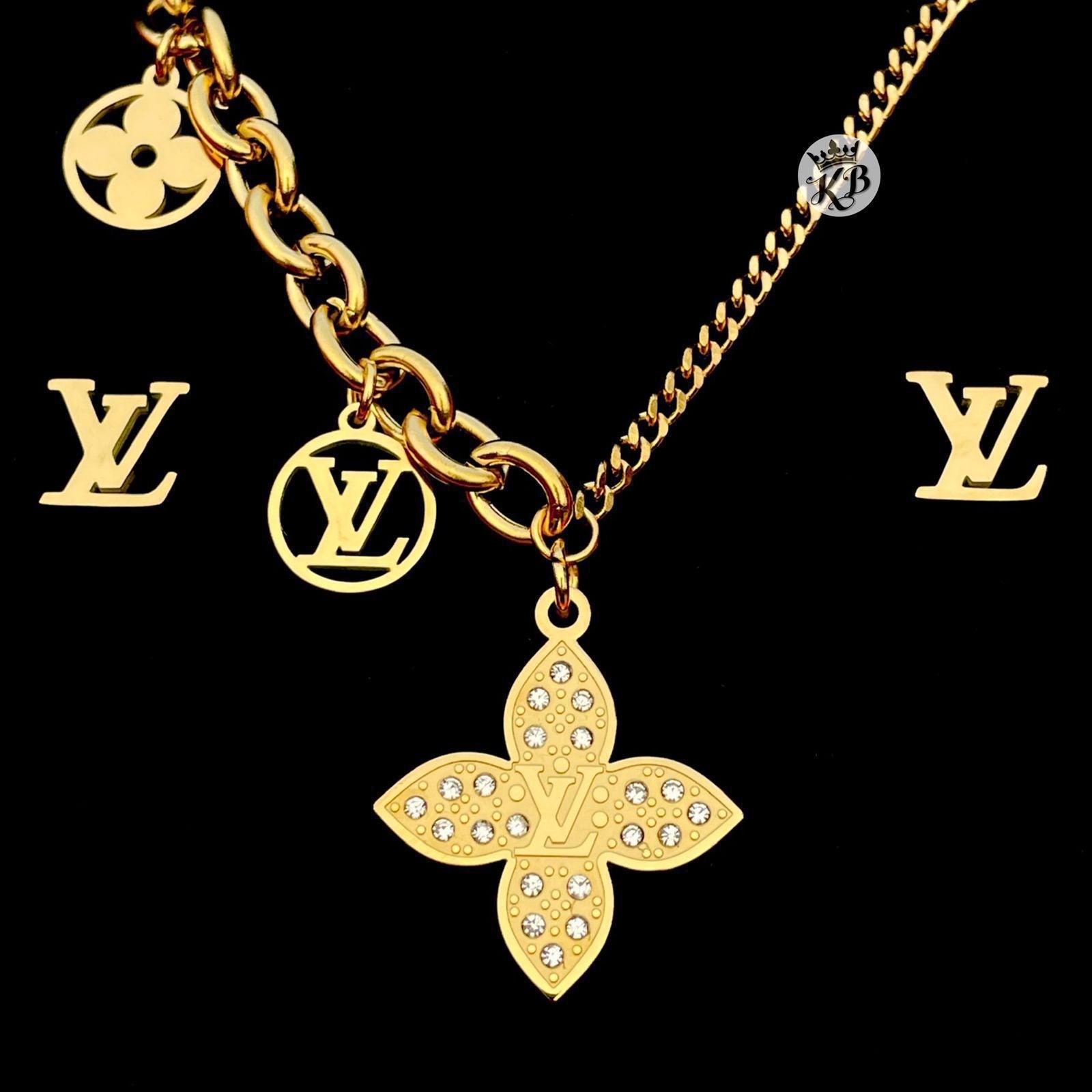 LV PENDENT SET WITH LV INITIAL EARRING