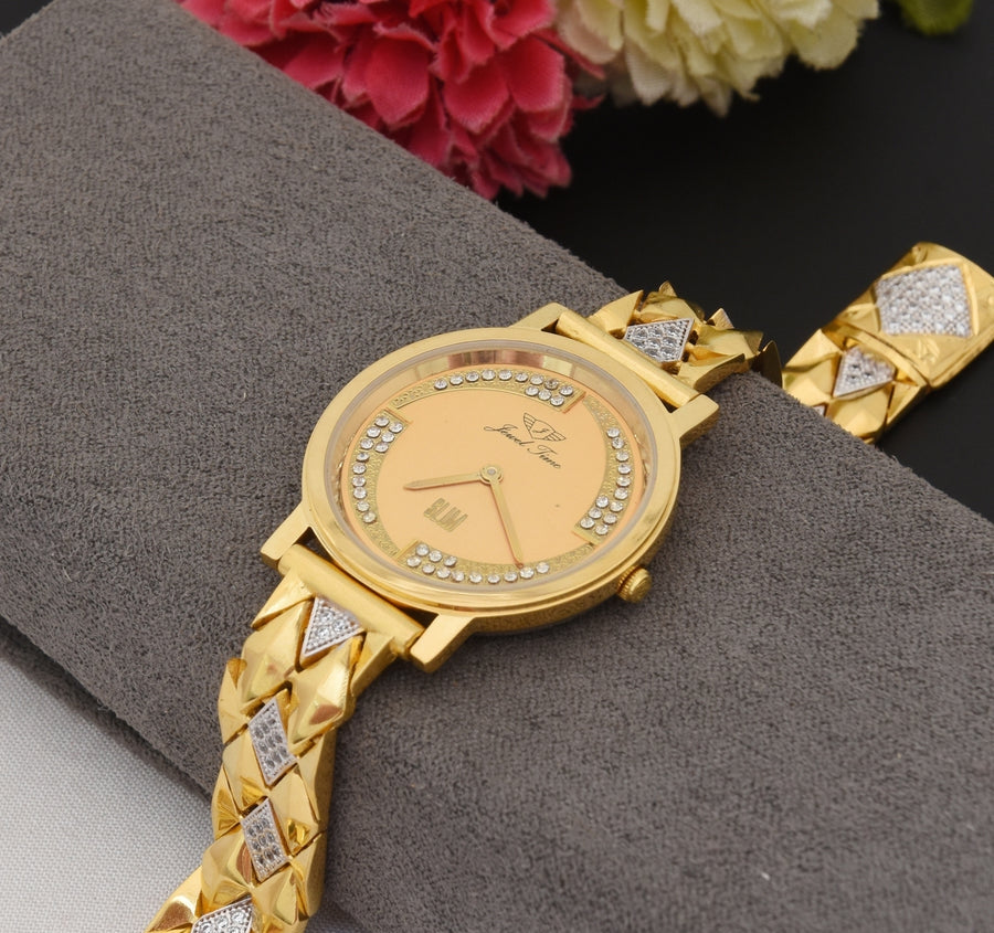 1 Gram Gold Plated with Diamond Fashion-Forward Watch for women