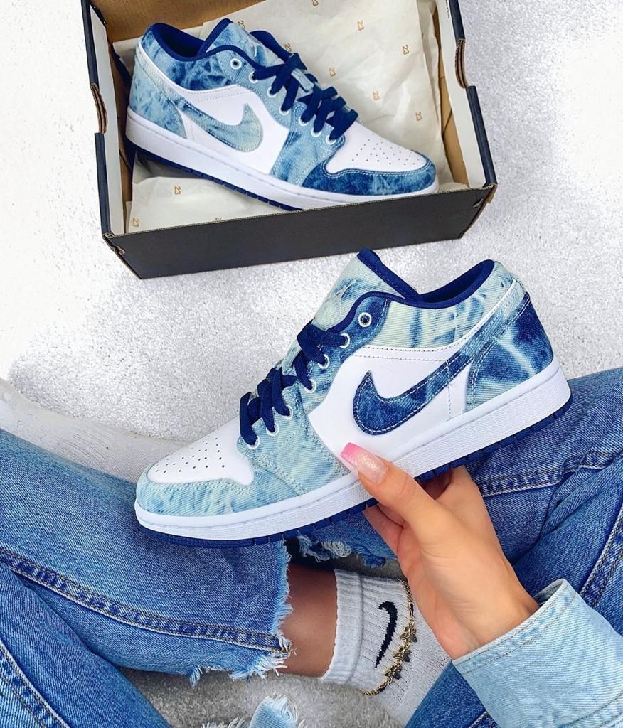 Nk Air Jordan 1 Low denim blue shoes