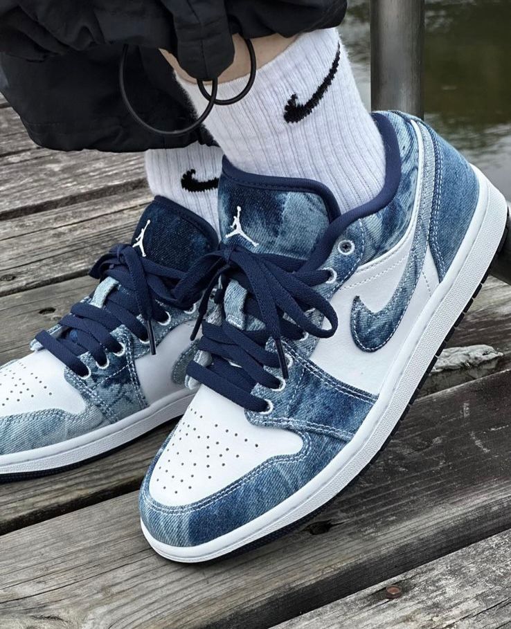 Nk Air Jordan 1 Low denim blue shoes