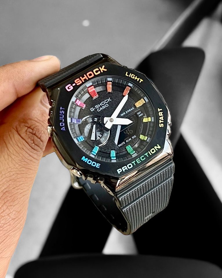 CasiOak Black Steel Rainbow watch