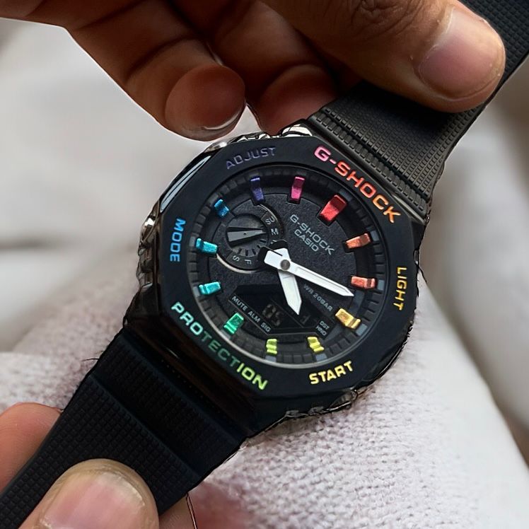 CasiOak Black Steel Rainbow watch