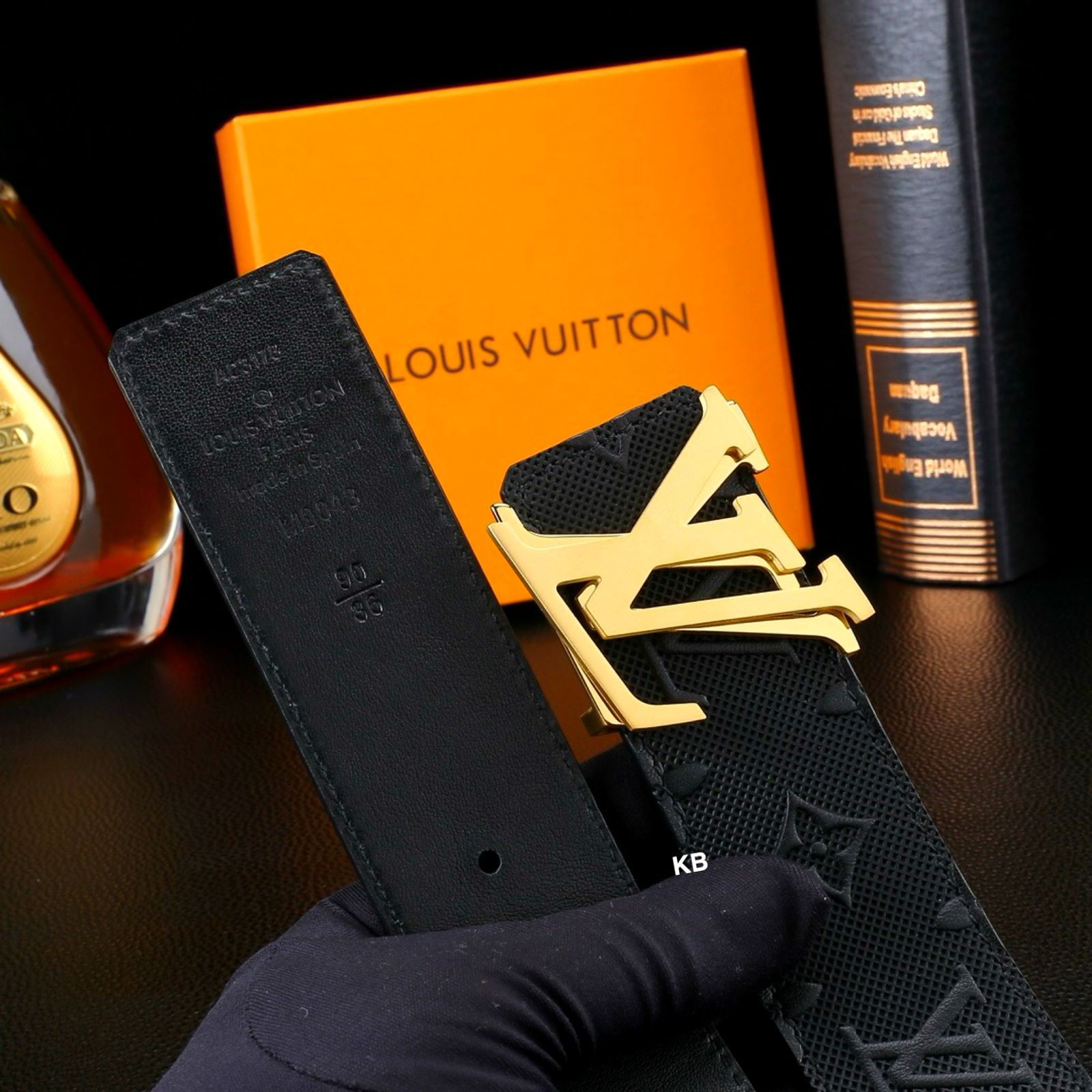 LOUIS VUITTON INITIALES ENGRAVED REVERSIBLE BELT
