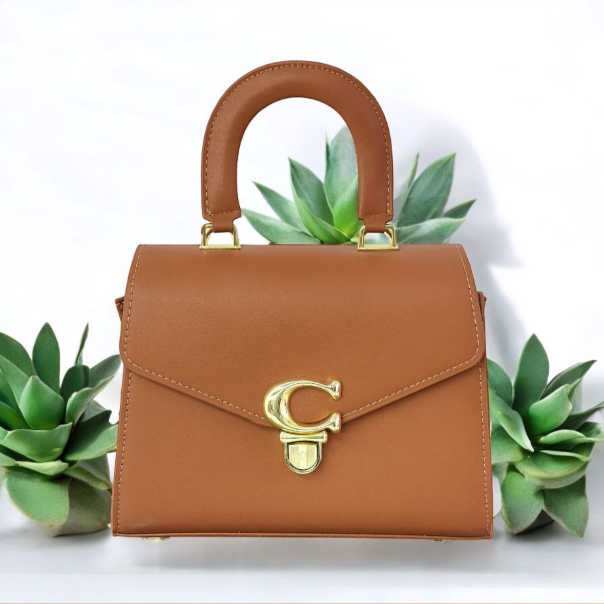 Top handle designer purse