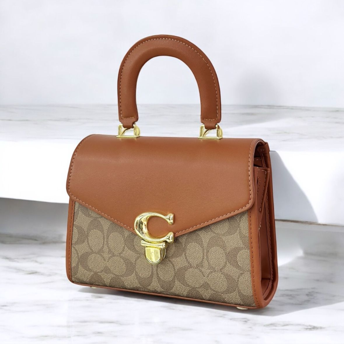 Top handle designer purse