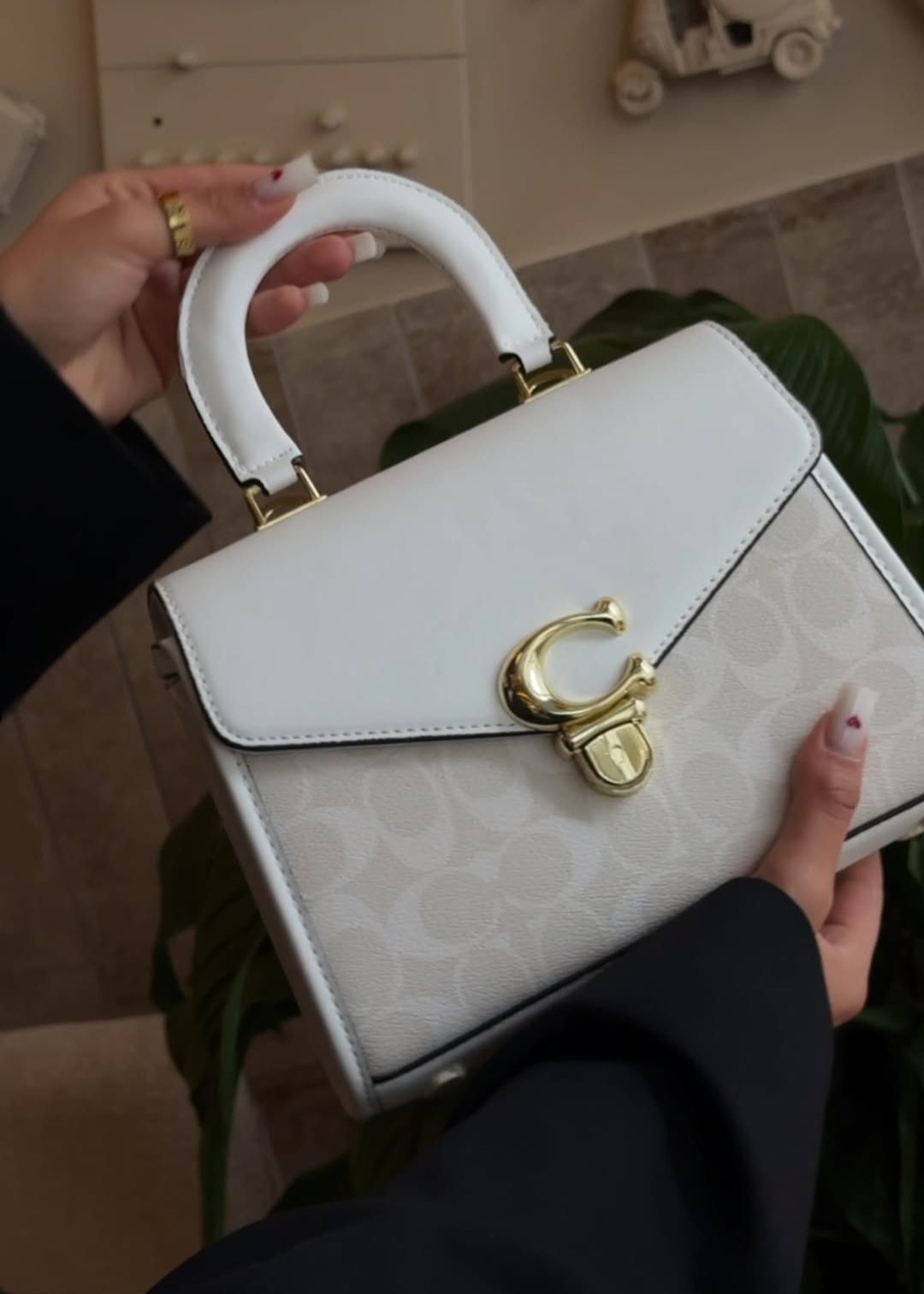 Top handle designer purse