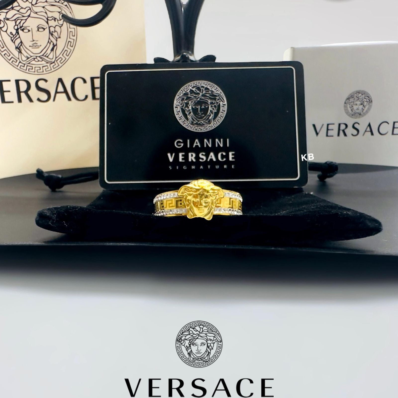 Medusa studded stone ring