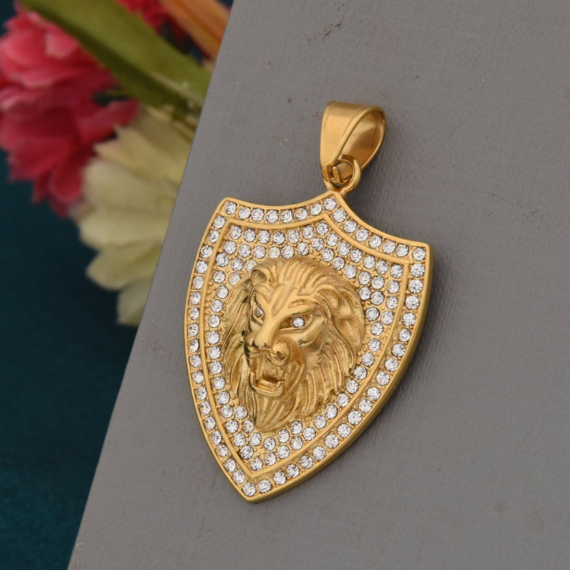 Lion with Diamond High-Quality Eye-Catching Design Pendant for Men - Style B472 - AmazingBaba