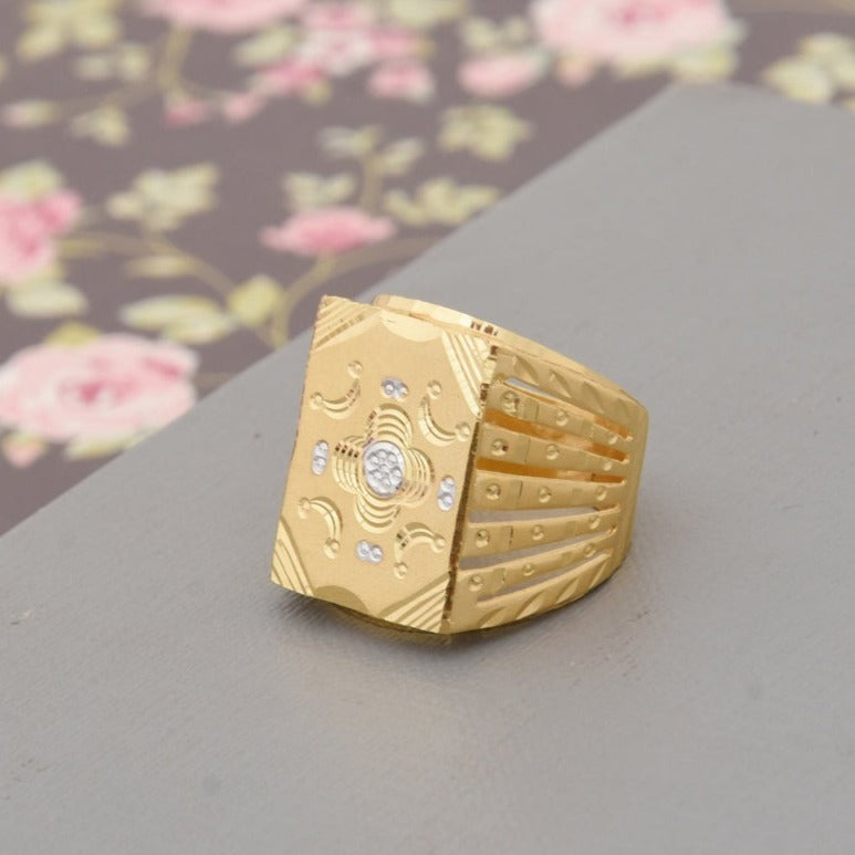 1 Gram Gold Plated Superior Quality Sparkling Design Ring for Men - Style B429 - AmazingBaba