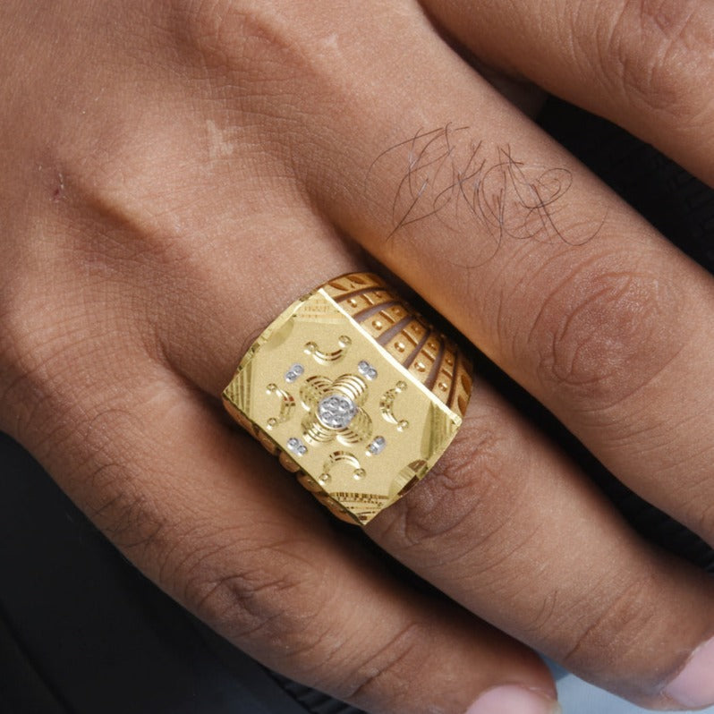1 Gram Gold Plated Superior Quality Sparkling Design Ring for Men - Style B429 - AmazingBaba