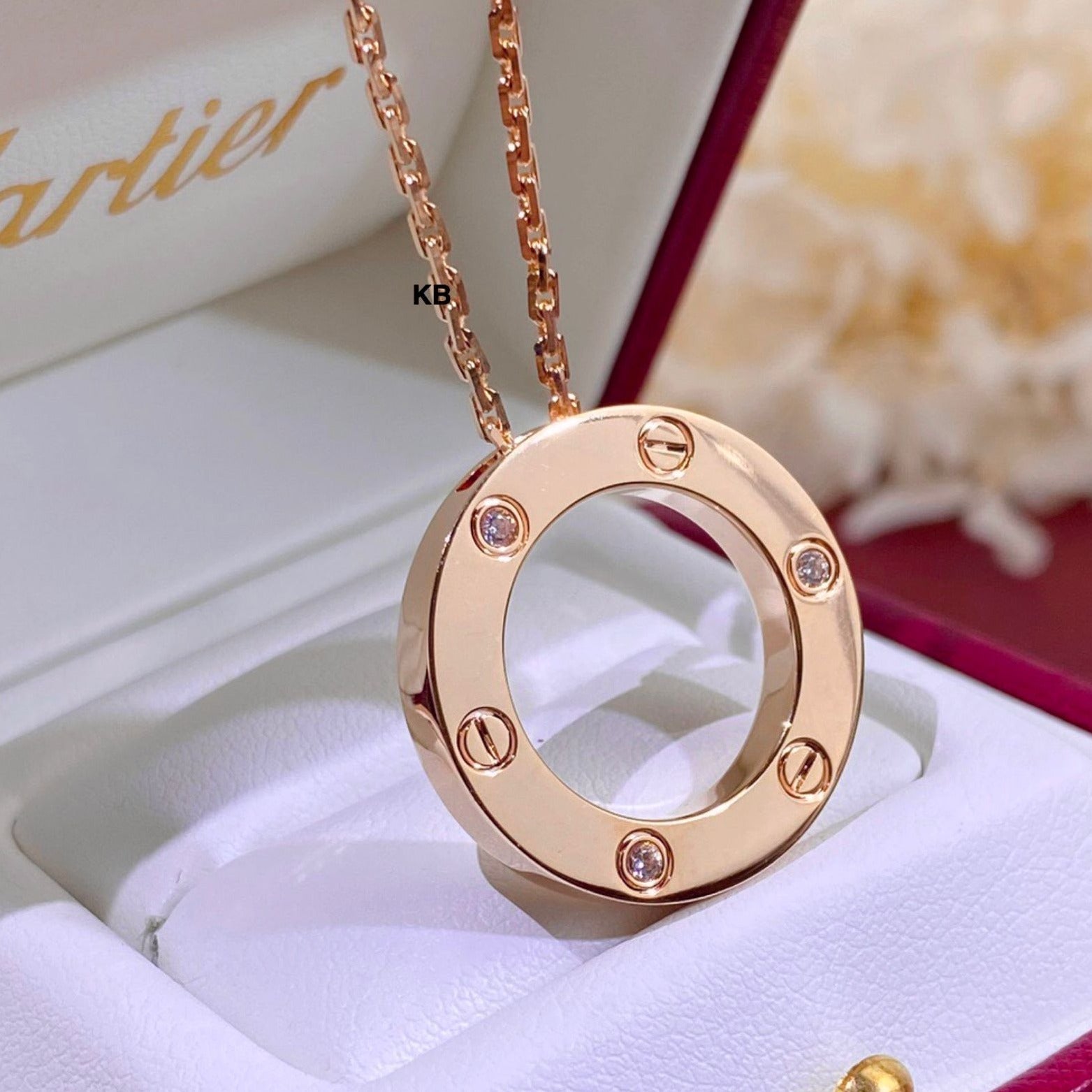 LOVE NECKLACE WITH 3 DIAMONDS - AmazingBaba