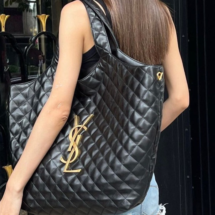 Laurent Quilted Lambskin Shopping Bag - AmazingBaba