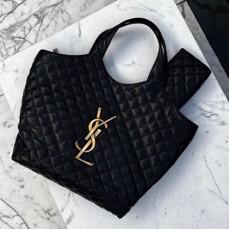 Laurent Quilted Lambskin Shopping Bag - AmazingBaba