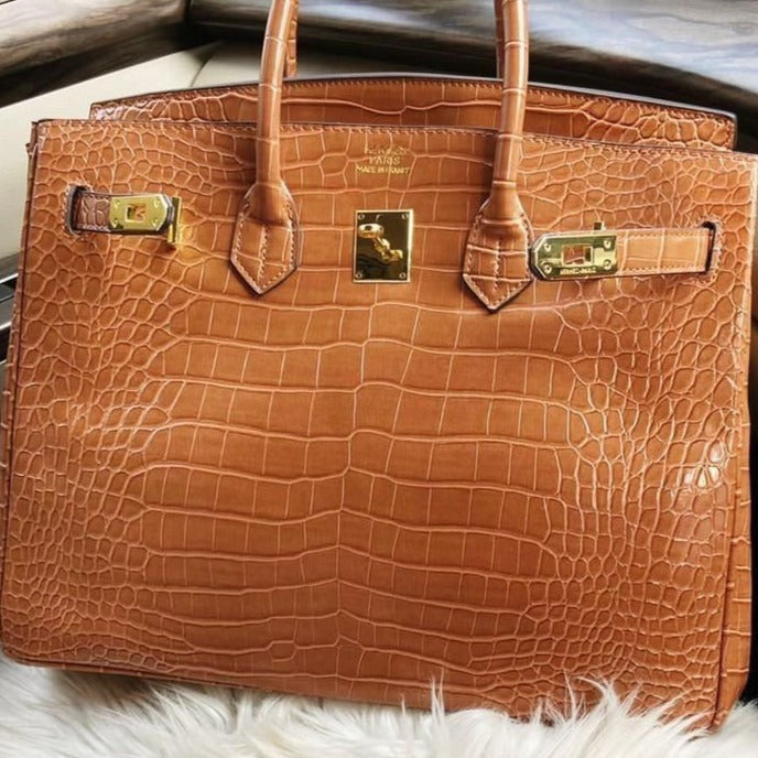 Amazing Birkin Croco Leather Tote Bag - AmazingBaba