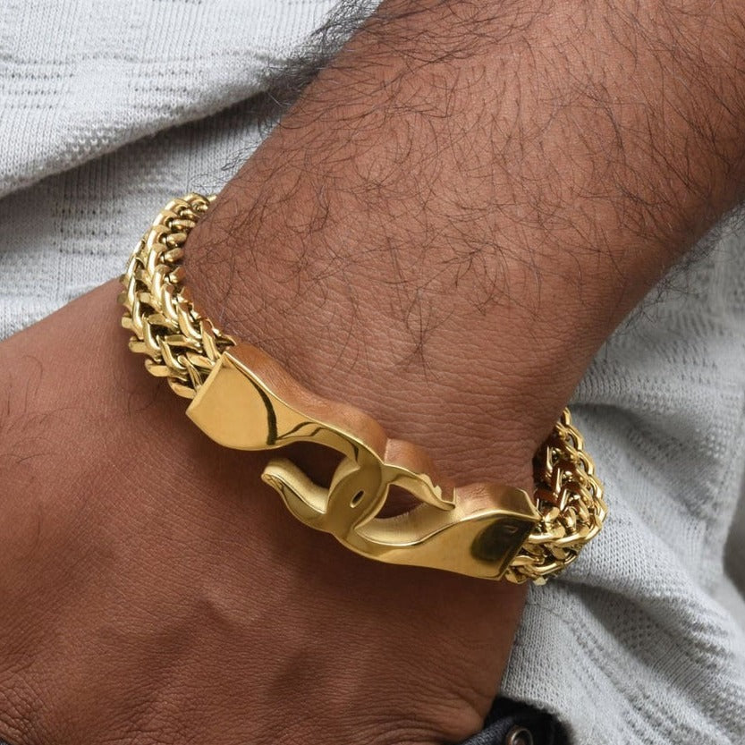 Beautiful Design Premium-Grade Quality Golden Color Bracelet for Men - Style B950