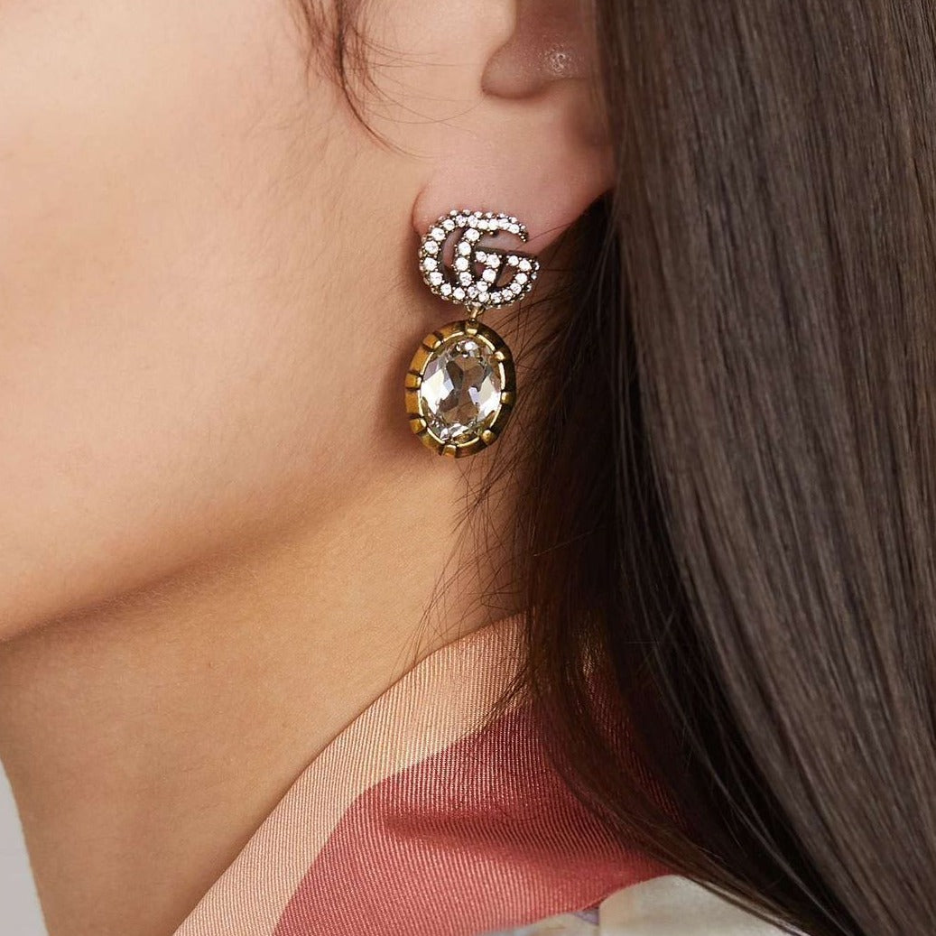 Amazing gc double g crystal earrings