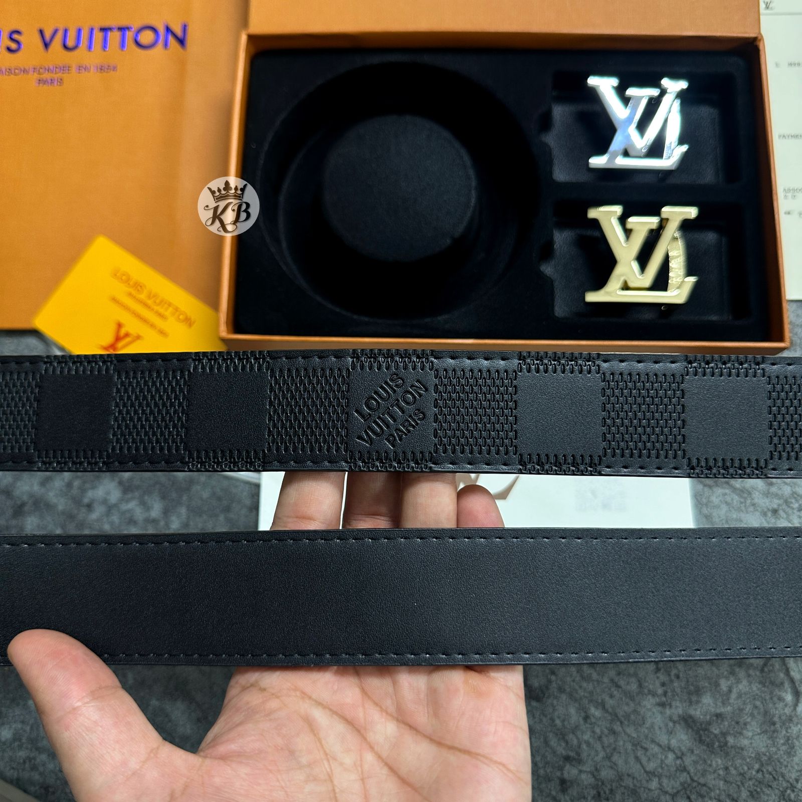 Lv double buckle set belt