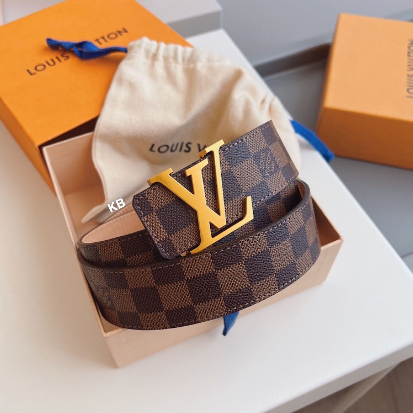 Lv Brown Grid Belt - AmazingBaba