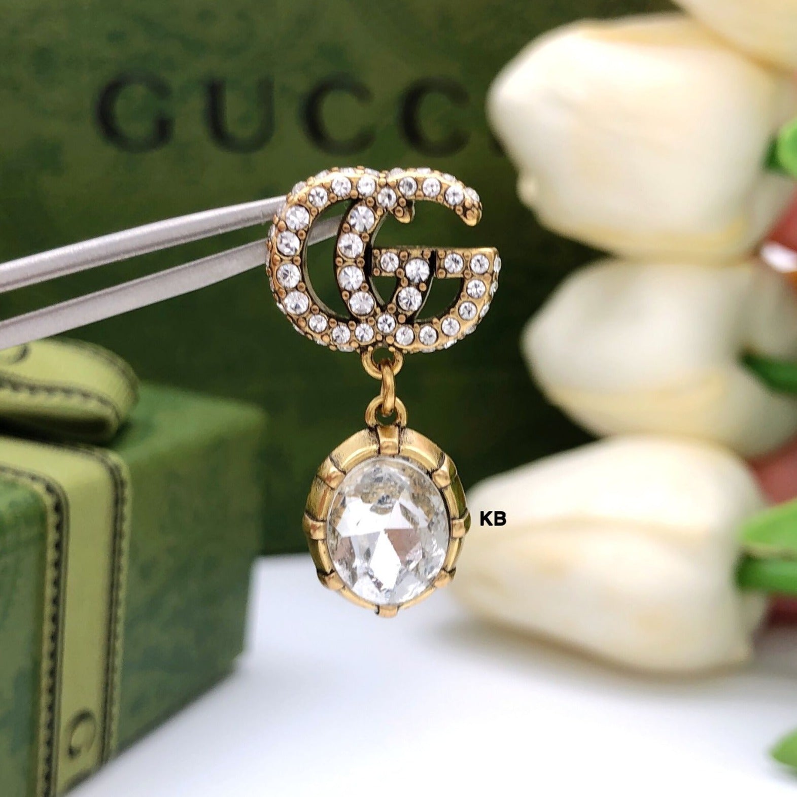 Amazing gc double g crystal earrings