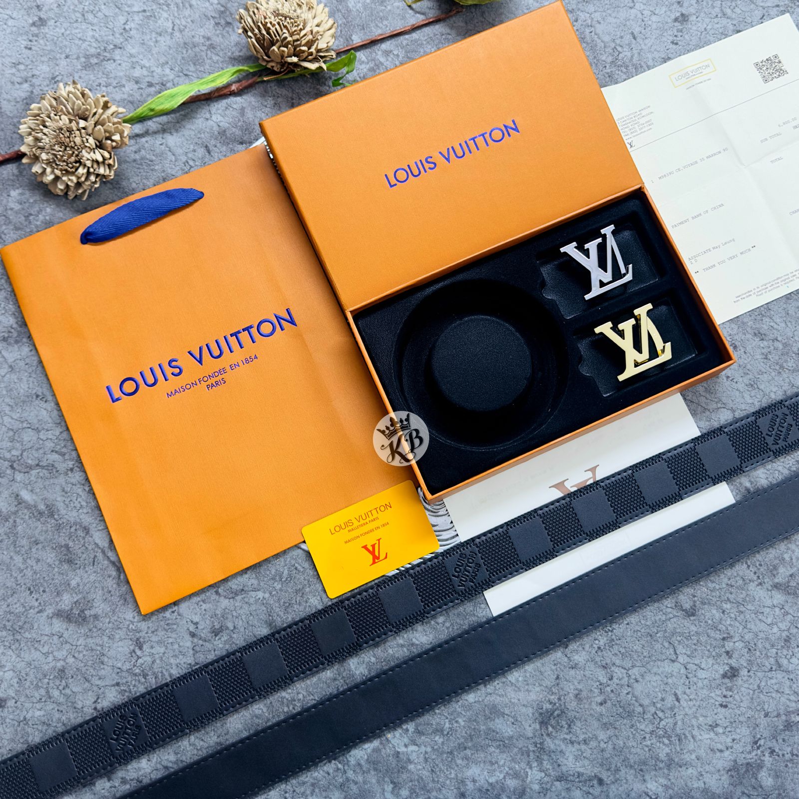 Lv double buckle set belt