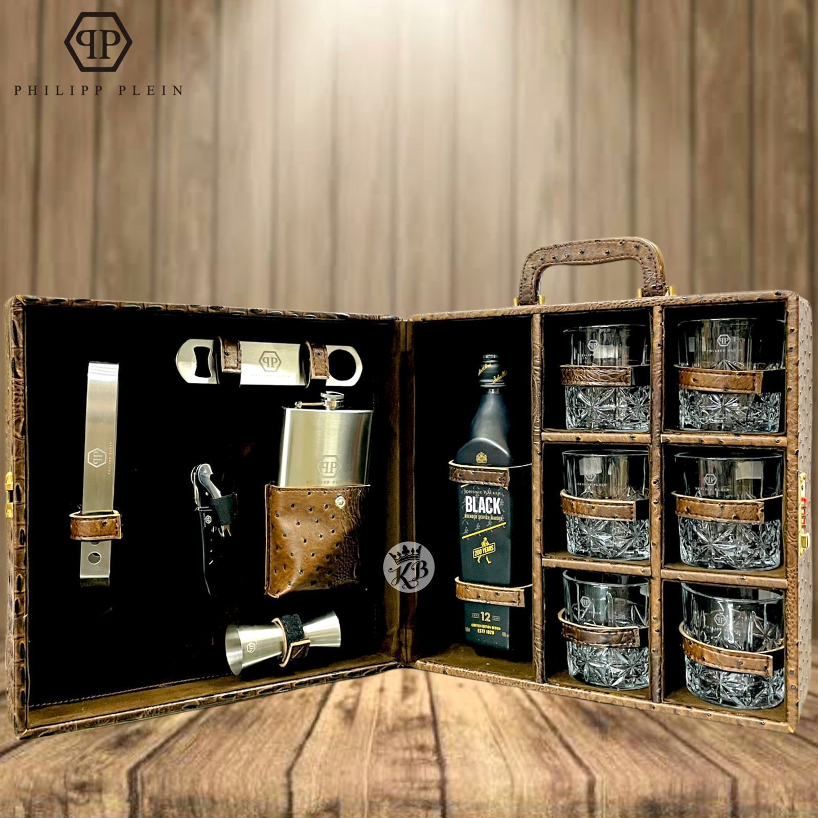 Pp Croc Leather Whisky Case - AmazingBaba