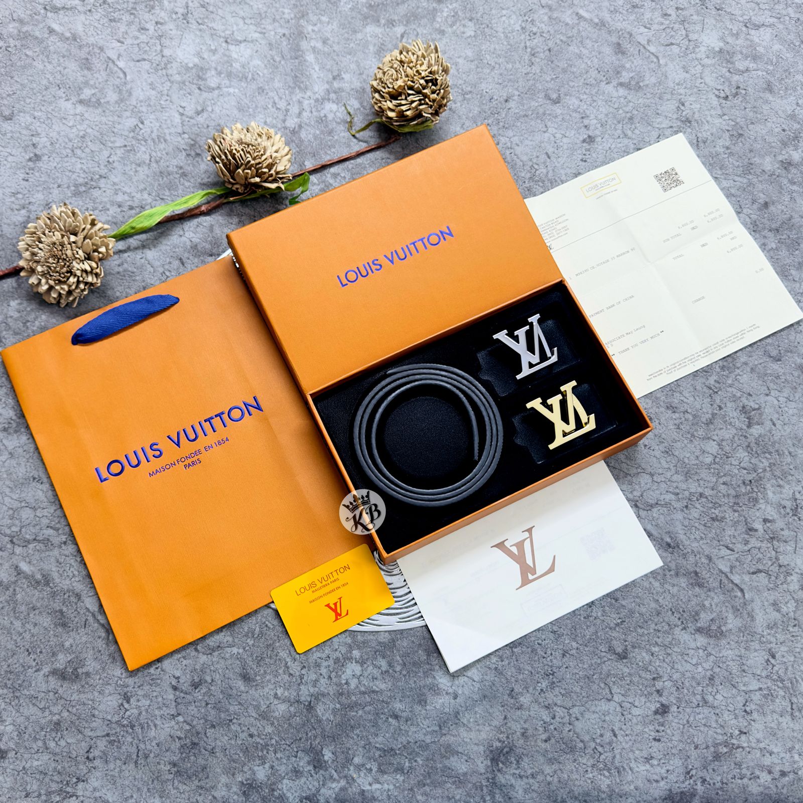 Lv double buckle set belt