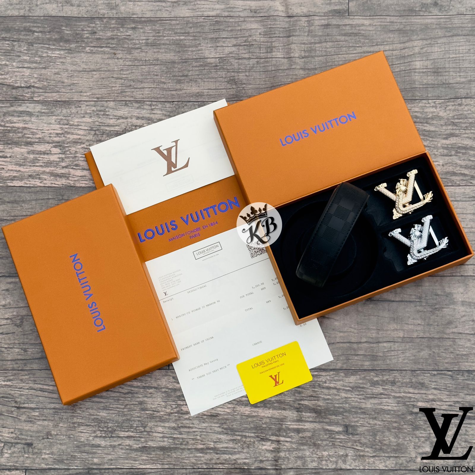 Lv premium luxury double buckle belt set - AmazingBaba