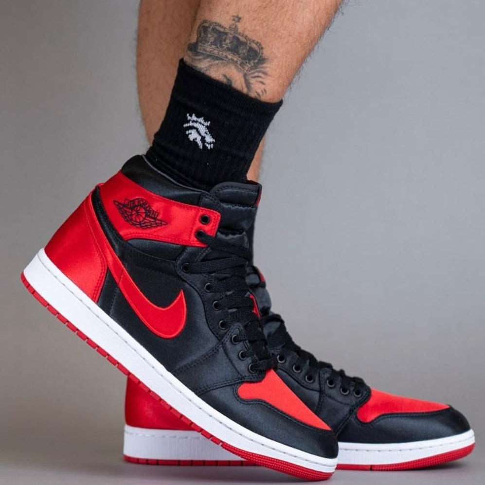 Air 1 high satin Bred shoes - AmazingBaba