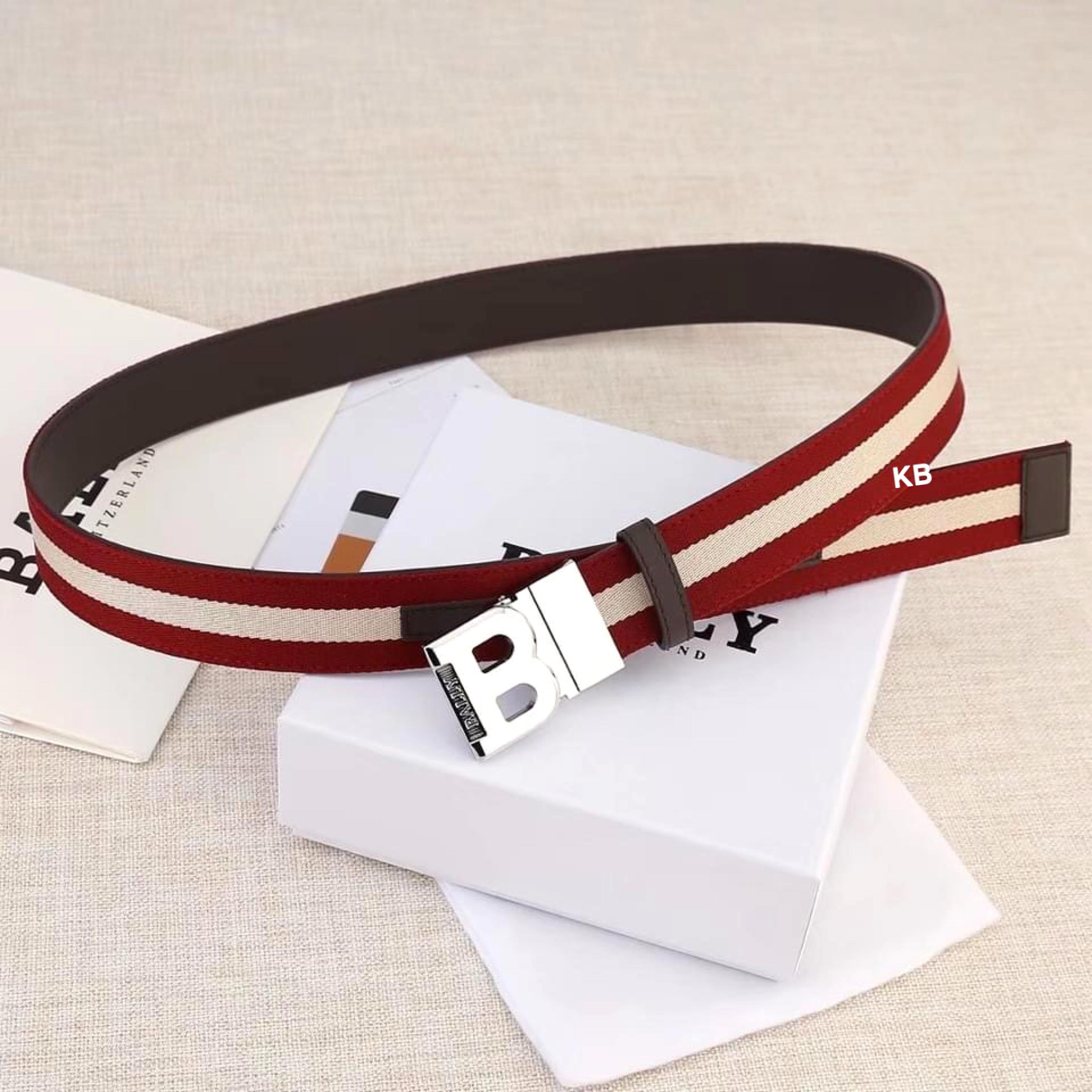Reversible Leather Belt with Halo Stripe