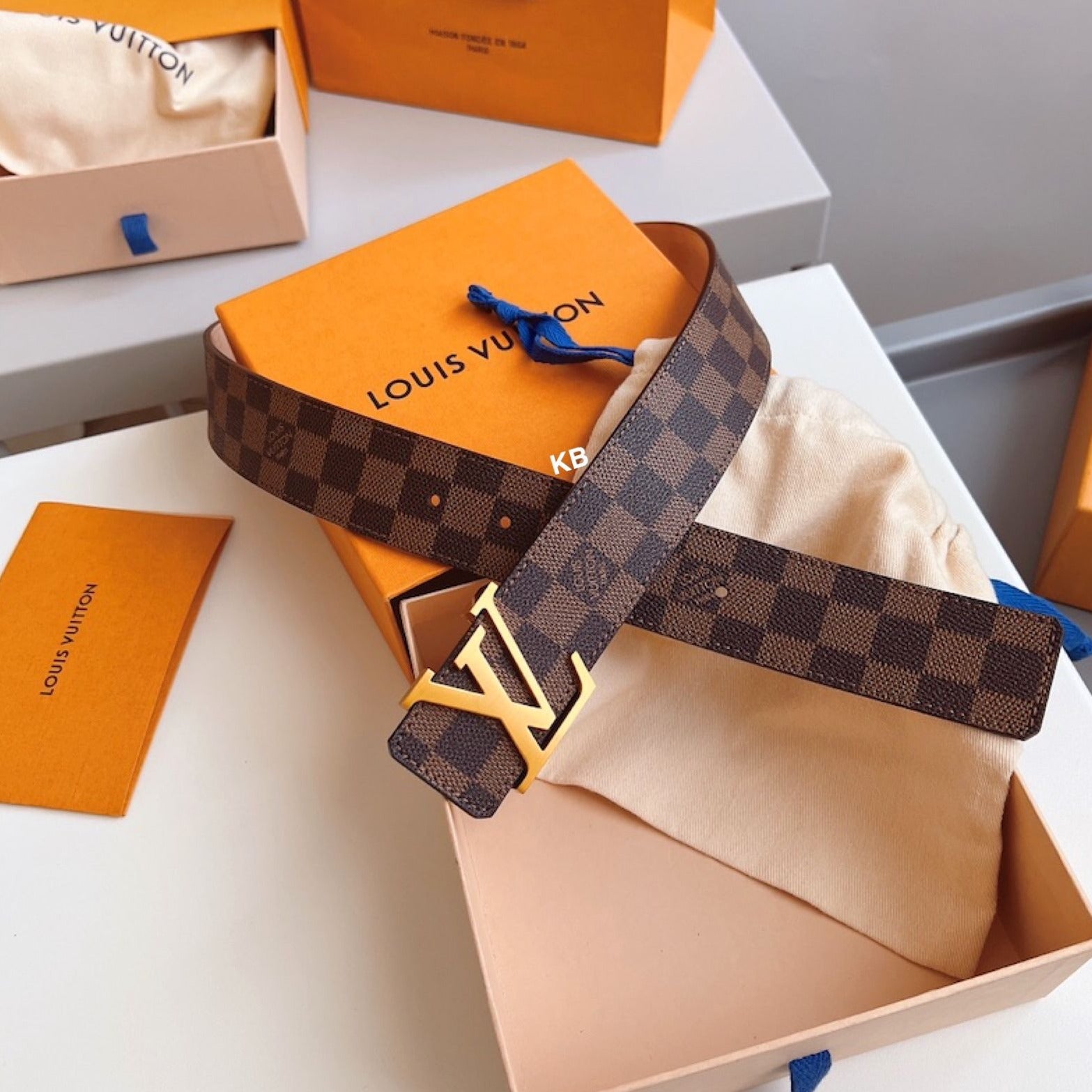 Lv Brown Grid Belt - AmazingBaba