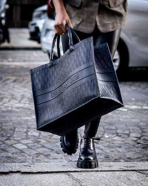 Cd leather book tote bag