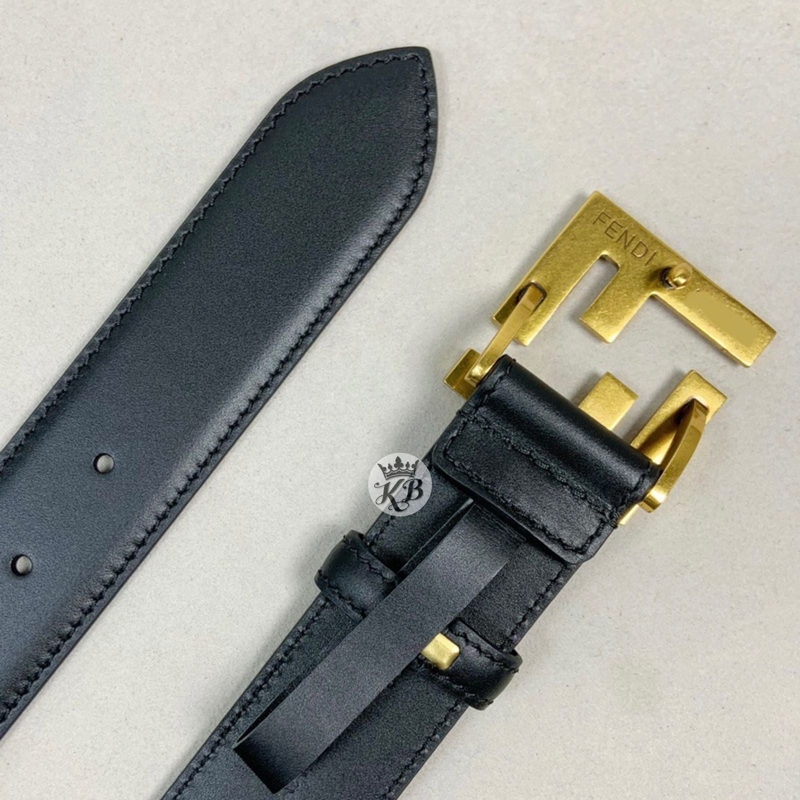 Ff Black Leather Belt - AmazingBaba