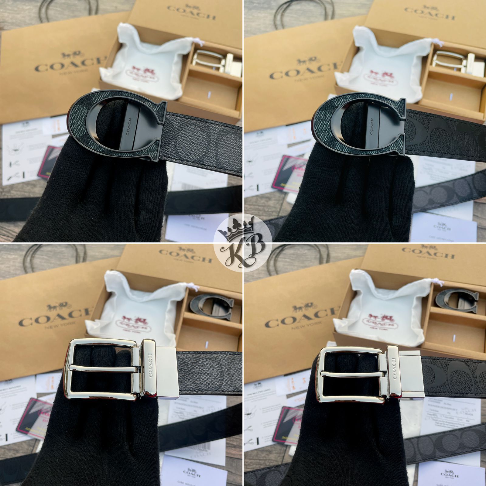 Premium Double Buckle Reversible Belt Set