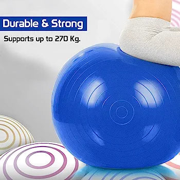 Gym Ball With Pump - 65CM (Multi Color) - AmazingBaba